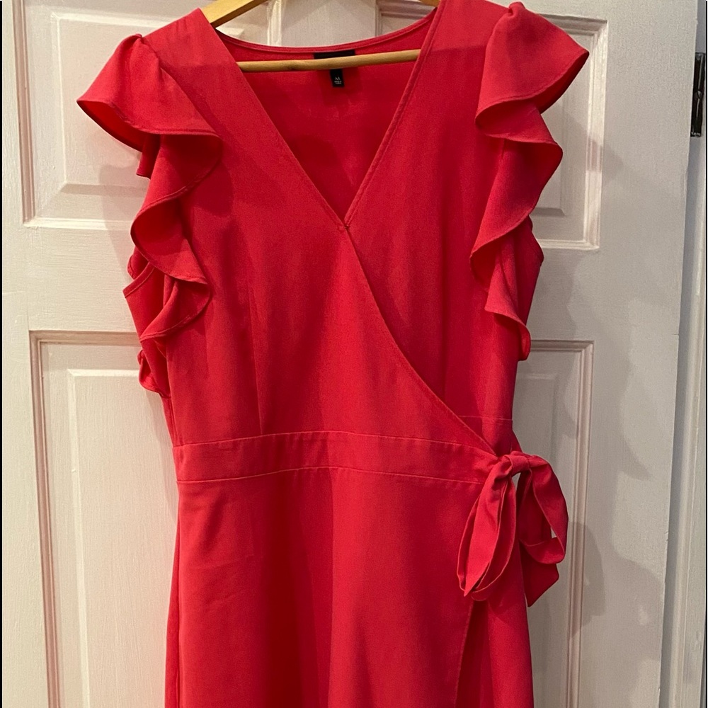 Who What Wear pink wrap dress